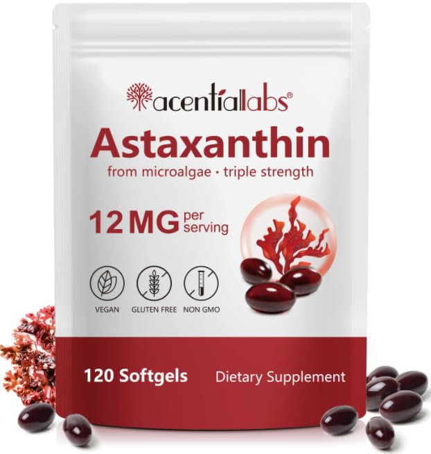 AIQIUSHA Astaksantiini täiendused 12 mg kookosõli, 120 softgeeli, 4 kuu pakkumine | Kolmekordne tugevus looduslik astaksantiin mikrovetikatest | Mitte-GMO, Gluteen & Sojavaba