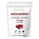 Rovina Astaxanthin 12 mg Softgels • Võimas looduslik antioksüdant silmade mugavuse, naha elujõu ja immuunsüsteemi tervise toetamiseks • Gluteenivaba • 120 tera