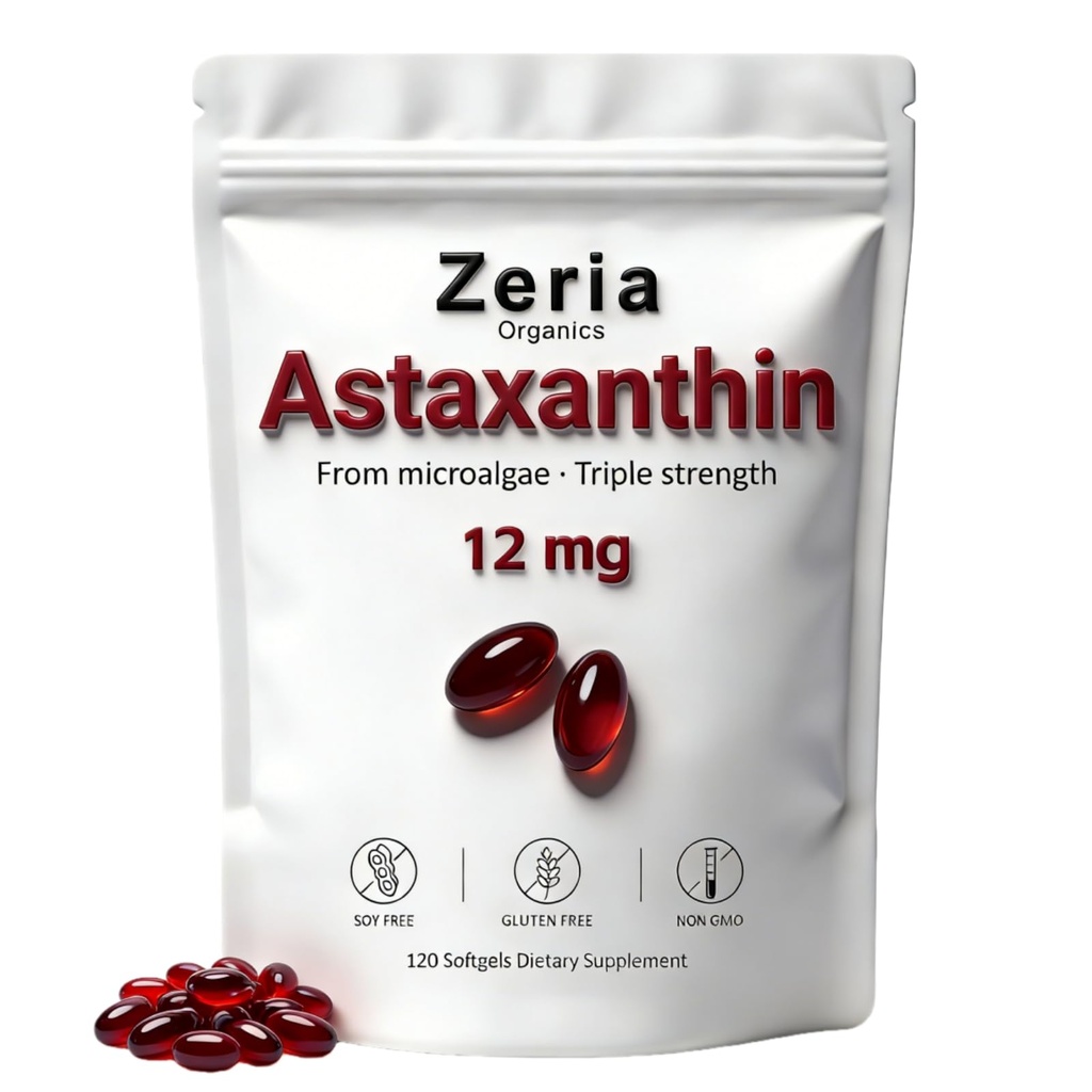 Astaksantiin 12mg, looduslik astaksantiin lisab vetikaid, 120 Softgels (1 kott)