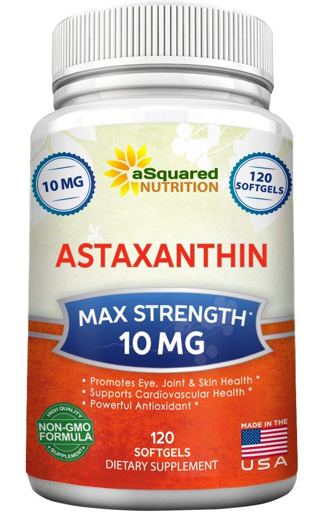 aSquared Nutrition Astaksanthin Supplement - Natural Astaxanthin pillid alates Haematococcus Pluvialis ekstrakt puhta energia - Max Tugevus 10mg - 120 Softgels