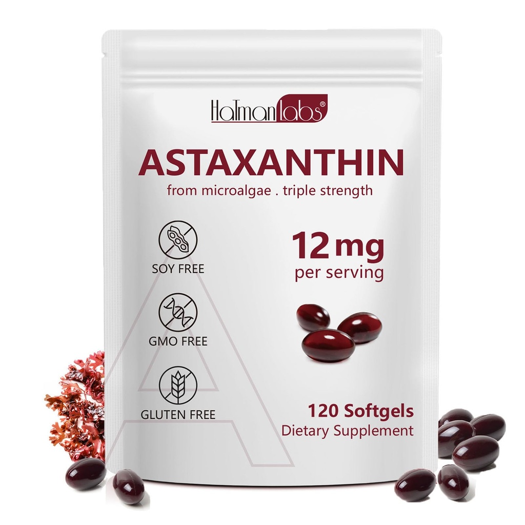 Daiasns Astaksantiin 12mg, Astaksantiin Antioksüdandid Toidulisandid Toetab Silma, Liigese, Siseringlust Ja Naha Tervist - Mitte-GMO, 120 Softgels - 4 Kuu Tarne