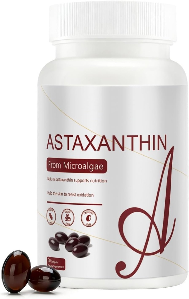 Astaksantiin 12mg | looduslikest mikrovetikatest | 60 Softgels (2-kuuline pakkumine) | Lihtne neelata, mitte-GMO, sojavaba