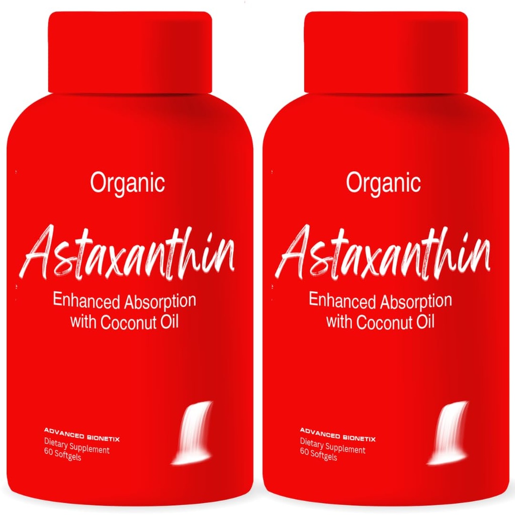 Advanced Bionetix 2 Pack Triple Strength AstaQuilTM Astaxanthin 12mg High Bioavailability Formula, 120 Softgels Organic Coconut Oil for Enhanced Absorbtion. Võimas antioksüdant silmade liigese tervis