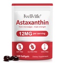 Astaksantiin Toidulisandid, Astaksantiin 12mg, 120 Softgels Antioksüdant Astaksantina Täiendus Silma, Naha, Liigeste Ja Immuunhaigustele, Toetab Siseringlust Ja Südame Tervist, Mitte-GMO & Ei Gluteeni