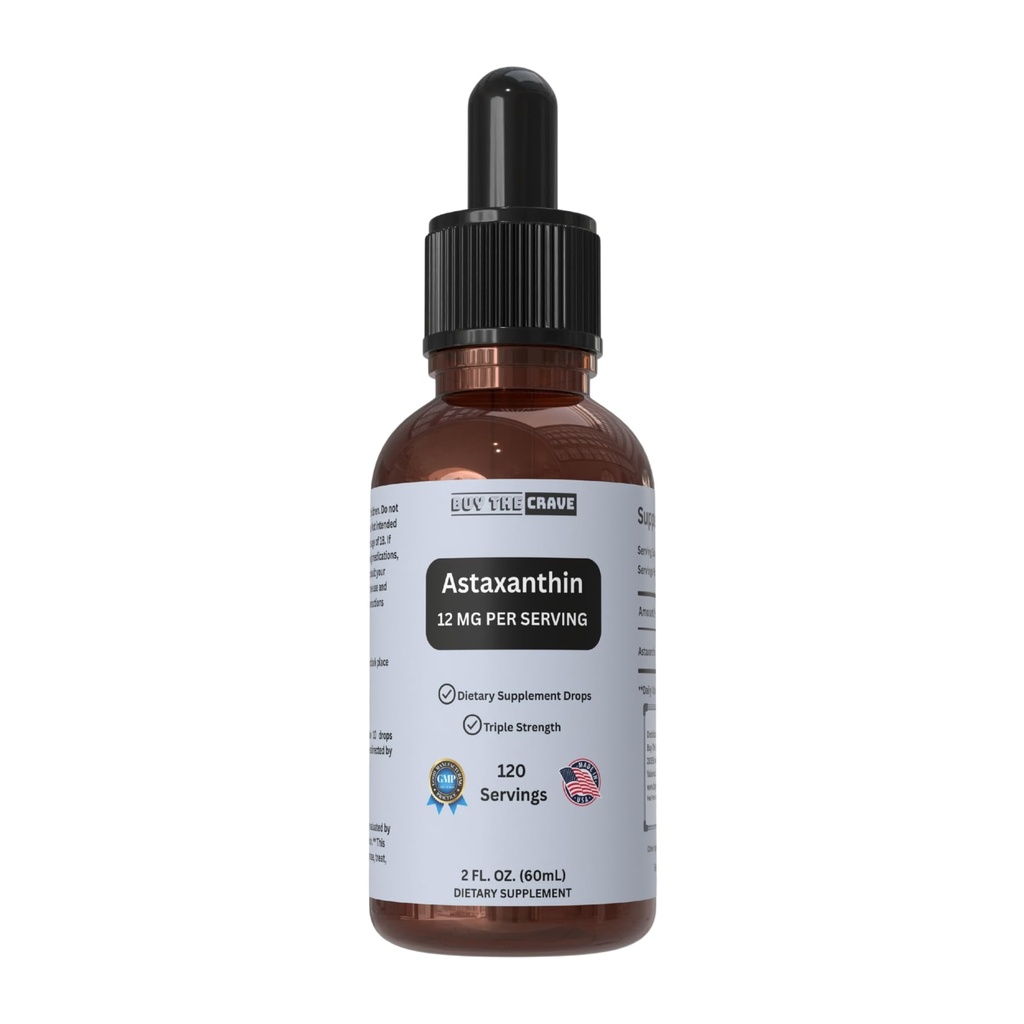 Astaksantiin Vedelad tilgad infundeeritud külma pressitud ekstra neitsioliiviõliga – 12 mg serveerimise kohta – looduslik antioksüdantide tugi – 2 fl oz Dropper pudel – vegan, mitte-GMO