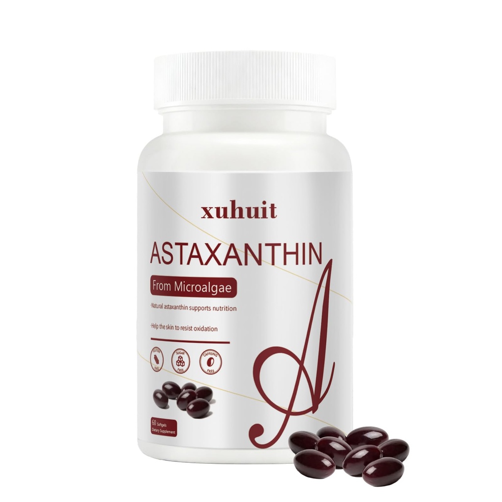 Astaksantiini 12mg Softgels, 120 Loe 4 kuu pakkumine, Natural Antioxidant Supplement vetikad, Soy Free, Lihtne neelata (01)