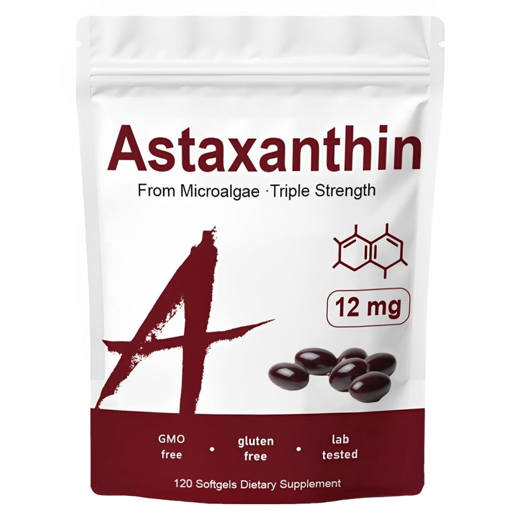 Zions Orgaanilised Astaksantiini 12mg, 120 Softgels, Premium Astaksantiini Antioksüdandid Toidulisandid, Toetab Immuunsüsteemi, Naha, Silma Ja Liigeste Tervist Mitte-GMO, Gluteenivaba, 4 Kuu Tarne, 120 Servingut