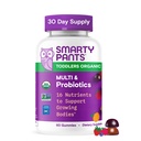 SmartyPants Organic Toddler Multivitamiin Gummies: probiootikumid, Omega 3 (ALA), Vitamiin D3, C, Vitamiin B12, B6, A, K & Tsink, Beeta-karoteen, Gluteenivaba, kolm puuviljamaitset, 60 loend (30 päeva pakkumine)