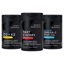 Sport Research® Multivitamiin Pack w/CherryPure® Tart Cherry Fruit Complex 800mg, Vitamiin D3 5000iu + K2 100mcg ja Alaska Omega-3 Fish Oil 1250mg - Non-GMO · Suhkruvaba · Gluteenivaba