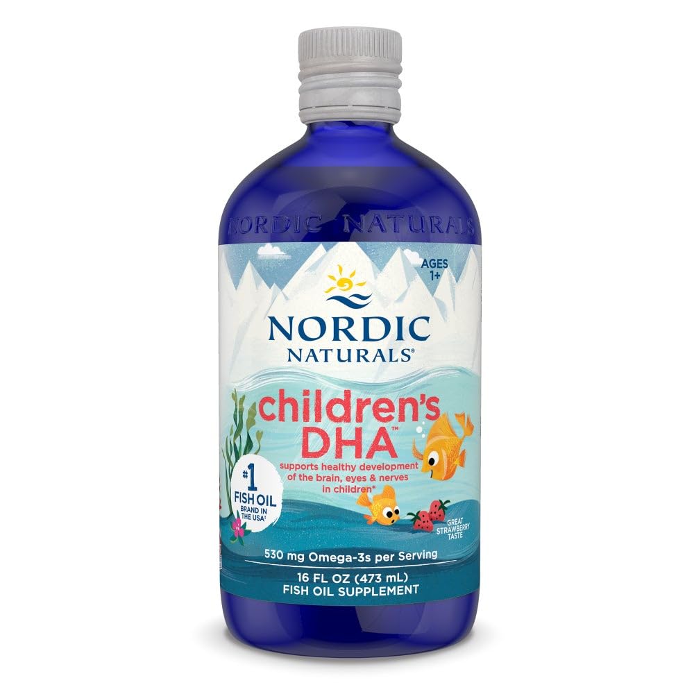 Nordic Naturals Laste DHA, Maasikas - 16 oz lastele - 530 mg Omega-3 EPA & DHA - Aju areng ja funktsioon - Mitte-GMO - 192 Servings (Pack of 2)
