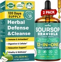 HIIHONE (2 Pack) 12-in- 1 Soursop Bitters Vedelad tilgad koos meresambla, musta seemne õli, moringa rakkude toetamiseks ja taastamiseks, immuunsus, maks, soolestik ja antioksüdant - 2 Fl Oz