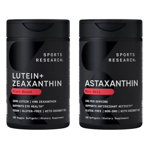 Sport Research® Eye Support - 20mg Lutein + 4mg Zeaxanthin valmistatud Lute-Gen® ja 6mg astaksantiini täiendada Islandi Astalif (120 Softgels igaüks)
