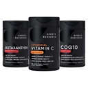 Sport Research® Antioksüdandi tugipakend - kõrge tugevusega liposomaalne C-vitamiini lisa 1000mg + koensüüm Q10 100mg + kolmekordne tugevus astaksantiin 12mg w / orgaaniline kookosõli