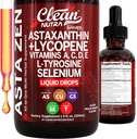 Puhas Nutra Astaksantiin Lükopeen Vedel tilgad Imendumistoetus Vitamiinid A C D E 4 fl oz – Tugev looduslik D3 C E A & Seleen L-türosiini valem Puhas Antioksüdant Segu tõhustatud toitainete omastamine