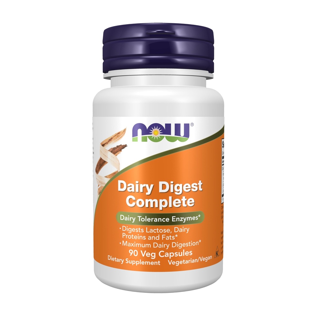 NOW Foods Supplements, Dairy Digest Complete, Digests Laktoos, Piimavalgud ja rasvad *, Piima Tolerants Ensüümid *, 90 Veg kapslid