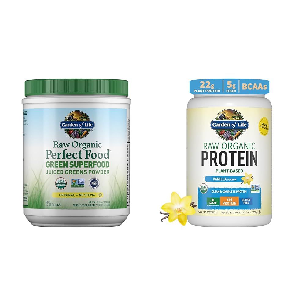Eluaed Toores Orgaaniline Täiuslik Toit Roheline Supertoit Juiced Greens Pulber - Originaalne Stevia-Vaba & Orgaaniline Vegan Vanilla Valgu Pulber 22g