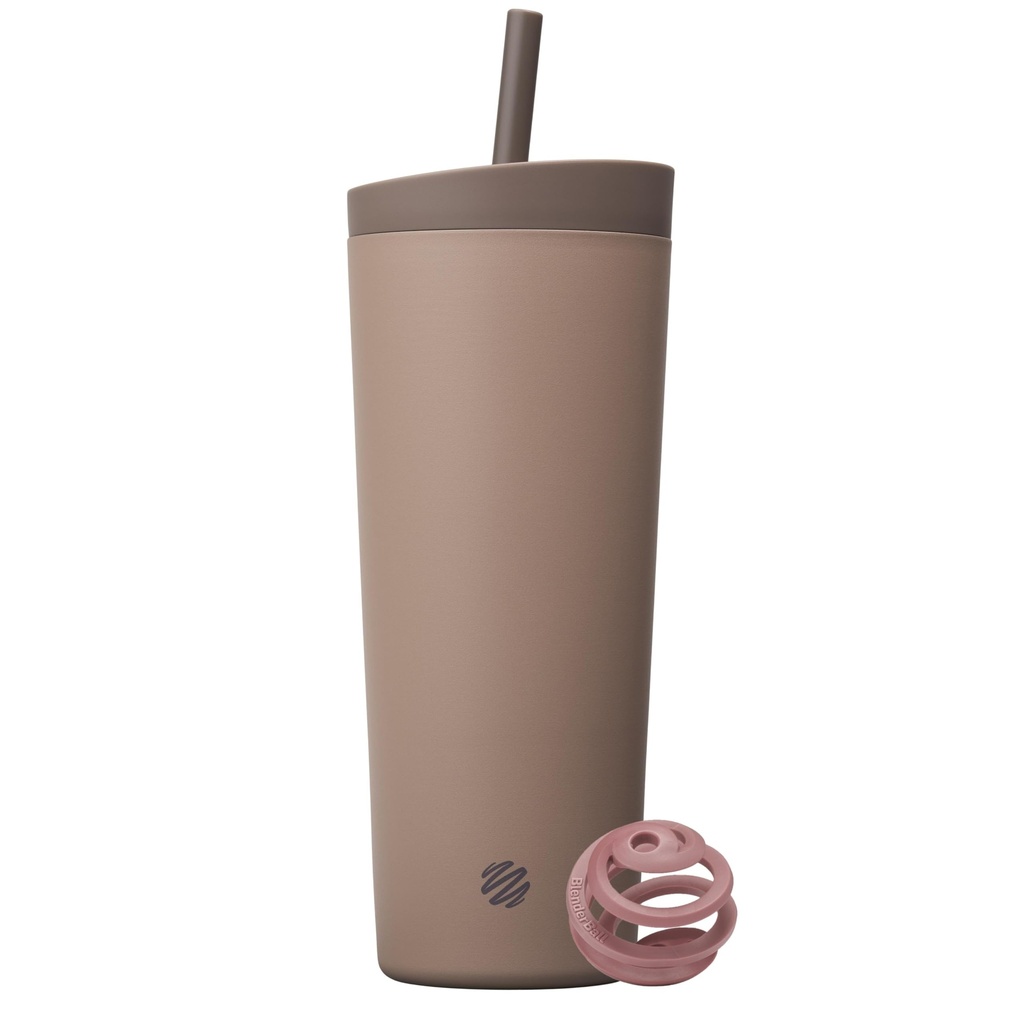 BlenderBottle 2-in-1 Isoleeritud roostevabast terasest Shaker Tumbler, Swig Leakproof Lid, Straw, BlenderBall, BPA Free, Protein Shakes, Smoothies, And Pre Workout, 24 oz, Brown (Cocoa)