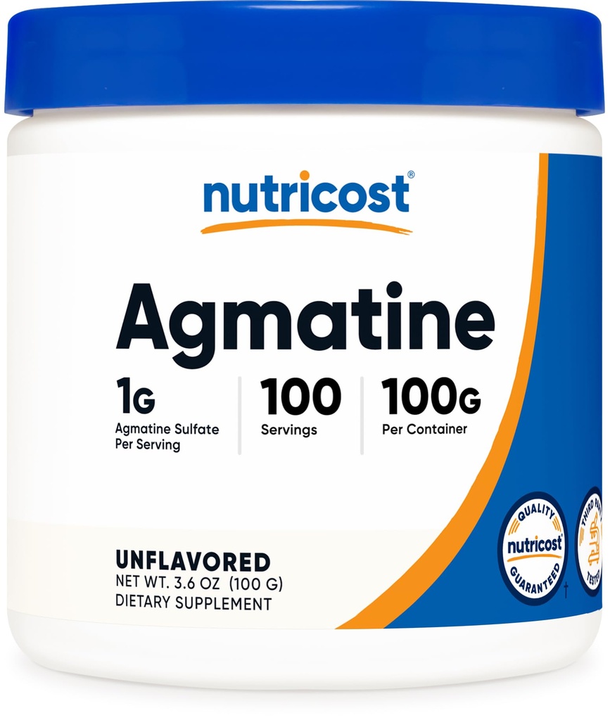 Nutricost Agmatine 100 Grams - Puhas Agmatine Pulber 100 Servings (Agmatine Sulfate)