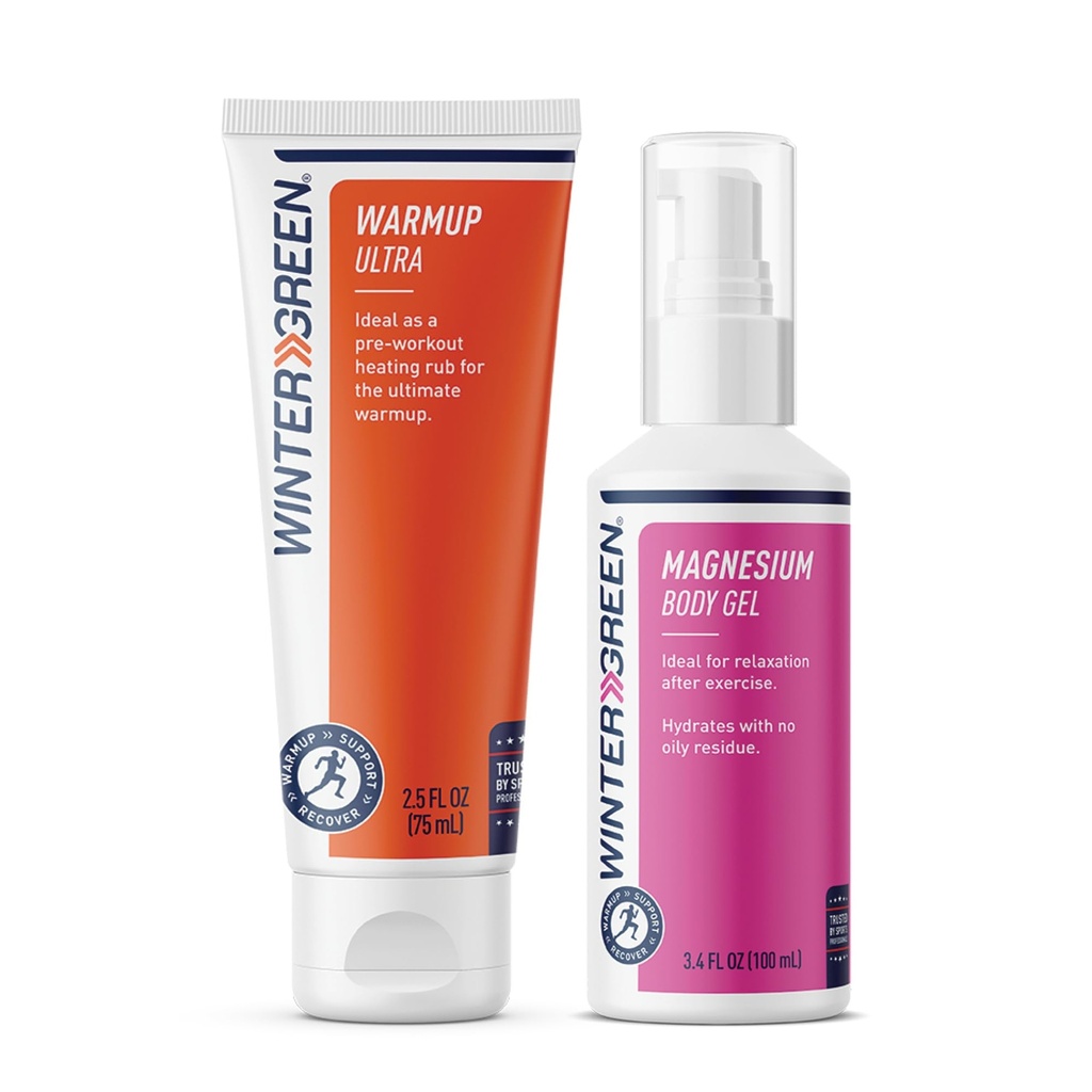 Wintergeen Treening Pack: Magneesium Gel ja Treening Lotion Preworkout ja post-Workout, Lihaste Rub treeninguks ja Magneesium Gel jalgade krampide jaoks