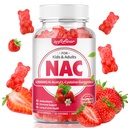 softbear NAC Gummies lastele ja täiskasvanutele, NAC-i lisa 1000mg N atsetüültsüsteiin toetab kopsude ja maksa tervist, antioksüdante ja immuunsüsteemi, maasika maitse 60 krahv
