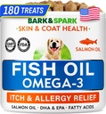 BARK & SPARK Omega 3 koertele - 180 kalaõli ravib koerte langemist, nahaallergiat, sütiku leevendust, kuumade kohtade ravi - liigeste tervis - naha- ja karvalisand - EPA & DHA rasvhapped - koerte lõheõli