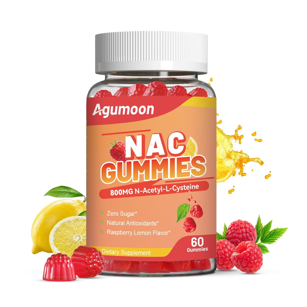 NAC Gummies 800mg täiskasvanutele ja 400mg lastele, NAC-lisa N-atsetüültsüsteiin, suhkruvaba - 60 Vegan Gummies, Antioksüdant täiendus, immuuntoetus