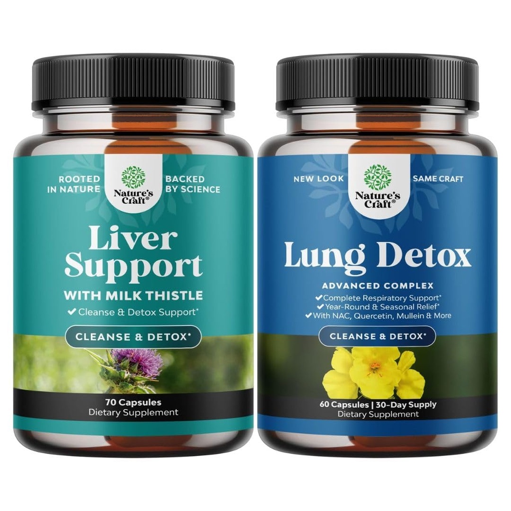 Bundle of Maver Cleanse Detox & Repair - Piimaohaka täiendus seedimiseks ja immuunsuse terviseks peedi ja artišokiga ning Lung Detox Mullein Leaf kapslid NAC Quercetin & Cordyceps ekstraktidega