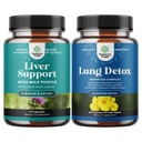 Bundle of Maver Cleanse Detox & Repair - Piimaohaka täiendus seedimiseks ja immuunsuse terviseks peedi ja artišokiga ning Lung Detox Mullein Leaf kapslid NAC Quercetin & Cordyceps ekstraktidega