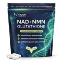 NMN + L-glutatiooni lisand - NAD + tugi, mitokondriaalne energia ja antioksüdantide kaitse koos CoQ10, NAC, PQQ & alfa-lipohappega - 120 kapslit. Täitepakk
