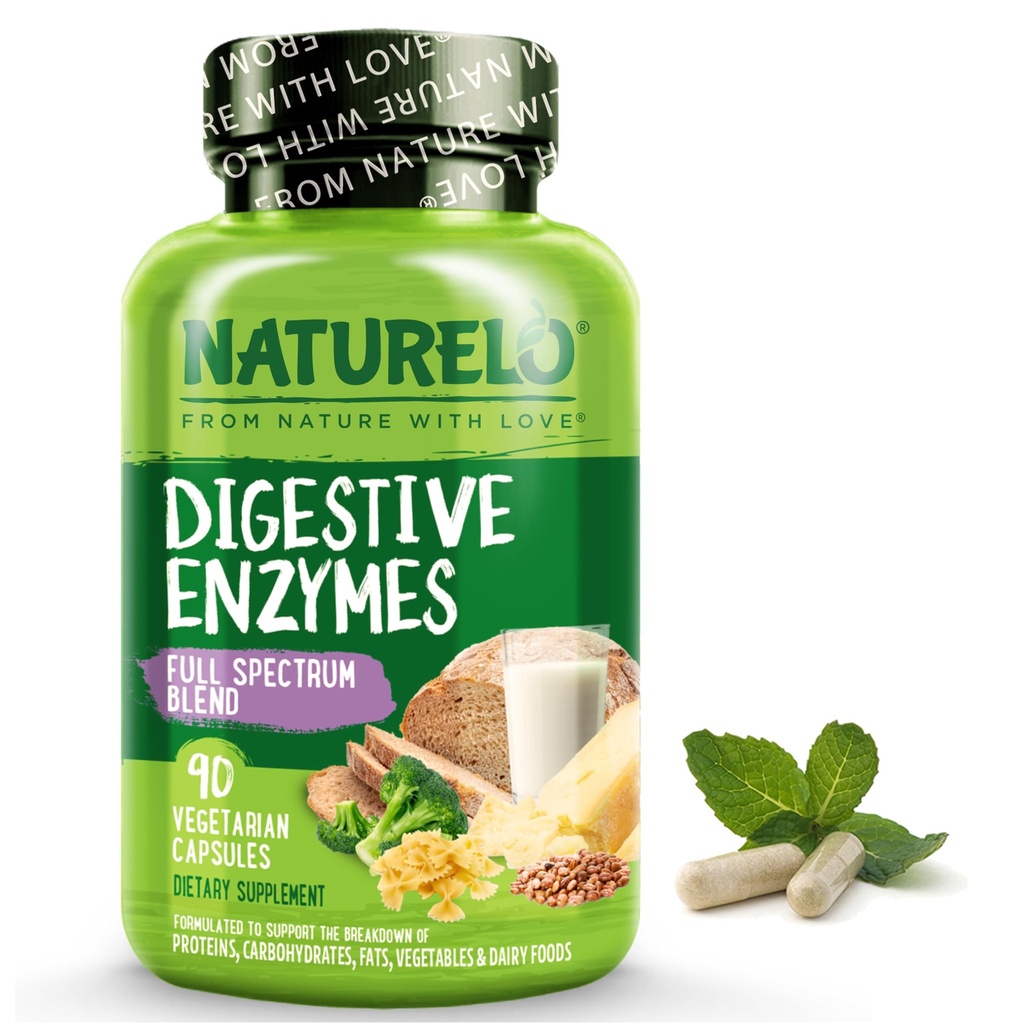 NATURELO seedeensüümid - täisspektri tugi 15 ensüümi pluss ingver - 90 vegankapslit