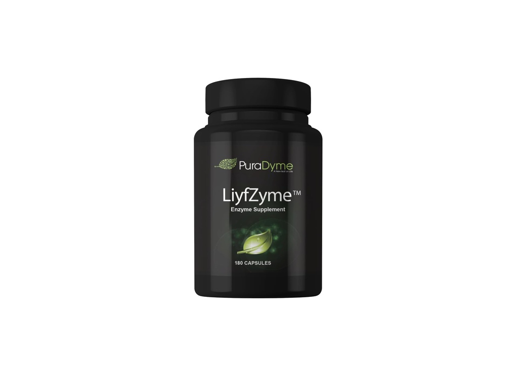 LiyfZyme'i taimepõhine seedeensüümi lisand - 180 Veggie kapslit. PuraDyme poolt Lou Cornoa.