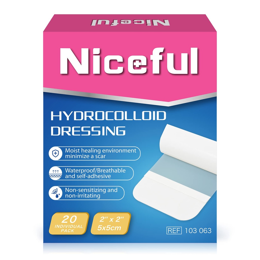 20 Count Hydrocolloid Bandages 2" x 2, Haava Kleitmine Väike hüdrokolloidgeel Bandages haavad, Haava Healing Bed Sore Bandage