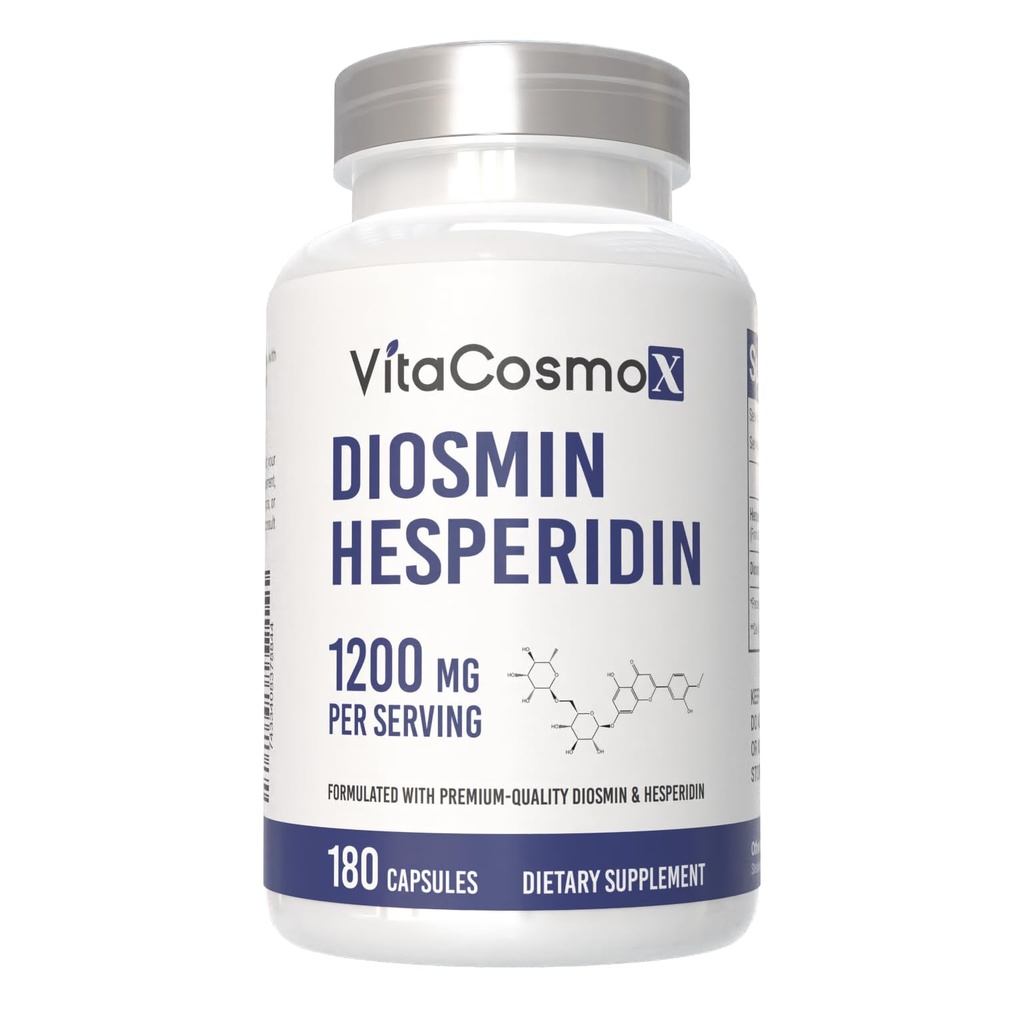 Diosmin Hesperidin 1200 mg kompleks , 240 kapslit , tsitruselised Bioflavonoidid Rikkalik puuviljaekstrakt , 100% taimetoitlane , mitte- GMO & gluteenivaba (180 loend ( 1 pakend ) )