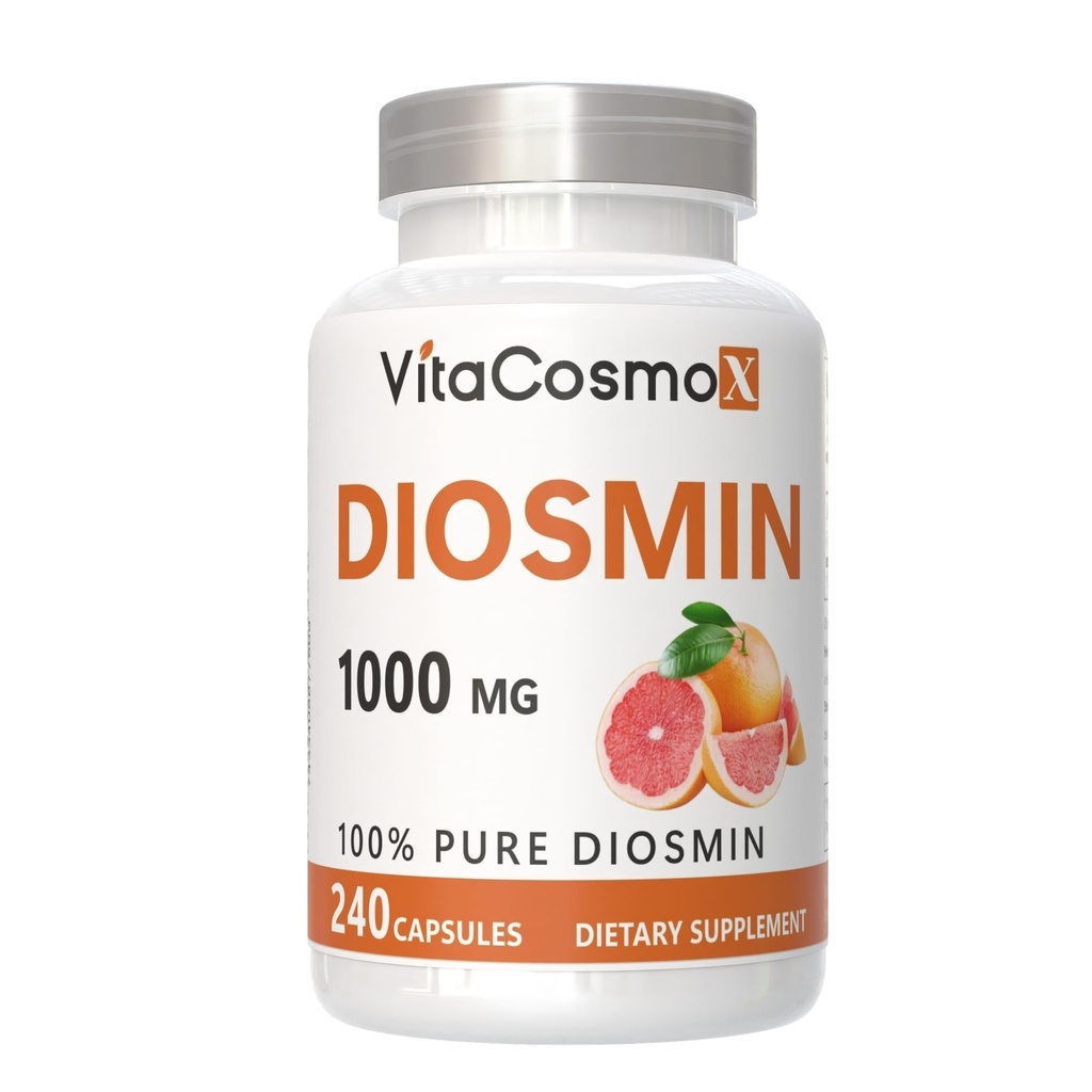 Diosmiini kapslid, 240 loend, 1000 mg serveerimine, vegan, tsitruselised bioflavonoidid 100% taimetoitlased, mitte-GMO ja gluteenivaba diosmiini lisand koos Max tugevusega