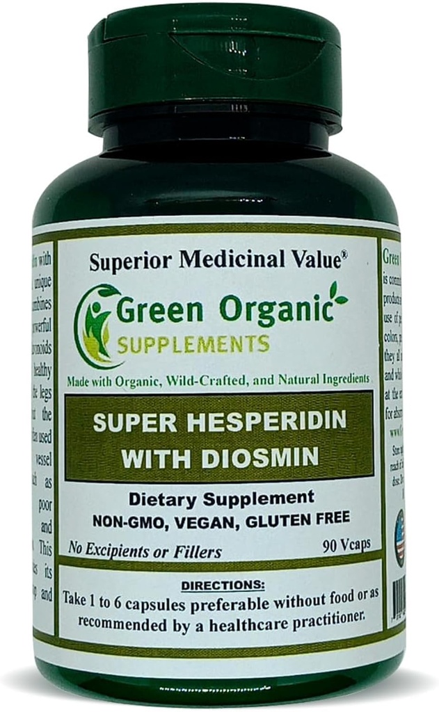 Rohelised orgaanilised toidulisandid Hesperidiin, Diosmin, Narangin, ainulaadne valem (käsi, GMO, vegan ja gluteenivaba)