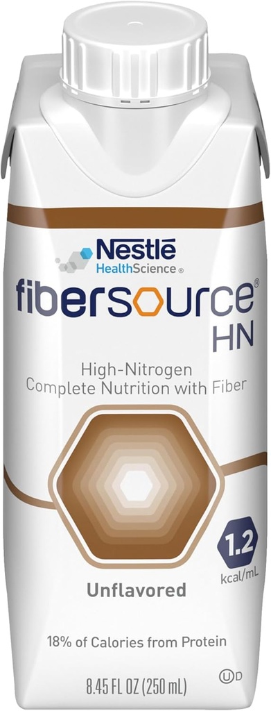 FIBERSOURCE HN, kõrge lämmastikusisaldusega täistoit kiudainega, torutoitmise valem (1,2 kcal / ml), maitsestamata, 8.45 Fl Oz, pakend 24