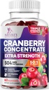 Cranberry Gummies 50: 1 Jõhvikaekstrakt - kuseteede tugi, mis on valmistatud 25 000 mg-ga, aitab puhastada ja kaitsta, Cran Berry Gummy lisand + C-vitamiin, närimistable Cran pillid naistele - 60 Gummies