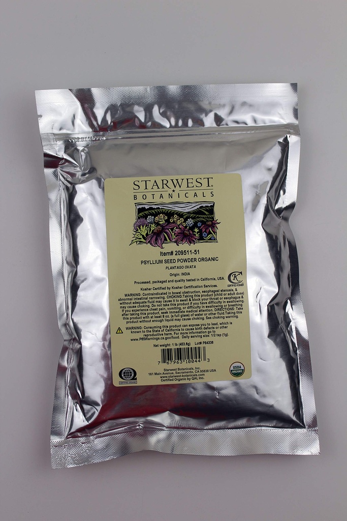 Starwest Botanicals Orgaaniline Psyllium Seed Pulber, 1 Nael