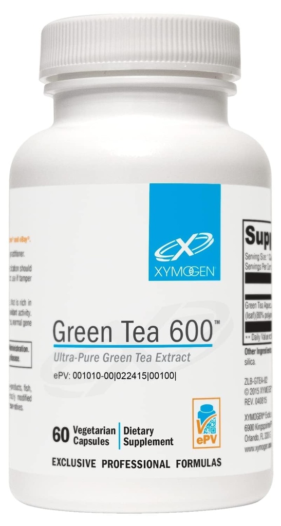 XYMOGEN Green Tea 600 - Ultra Pure Green Tea Extract kapslid - Immune Support Supplement - toetab südame tervist + aju tervist - Gluteenivaba, vegan, Non GMO (60 kapslit)