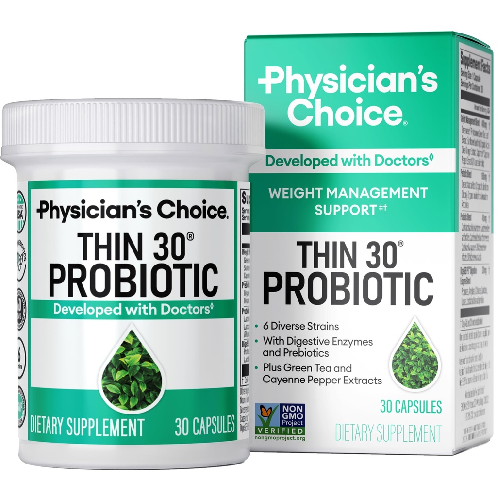 Arsti valik Probiootikumid kaalulangus ja Bloating - 6 probiootilised tüved - prebiootikumid - peamine koostisosa Cayenne - toetab soolestiku tervist - kaalujälgimine naistele ja meestele - roheline tee - 30 CT