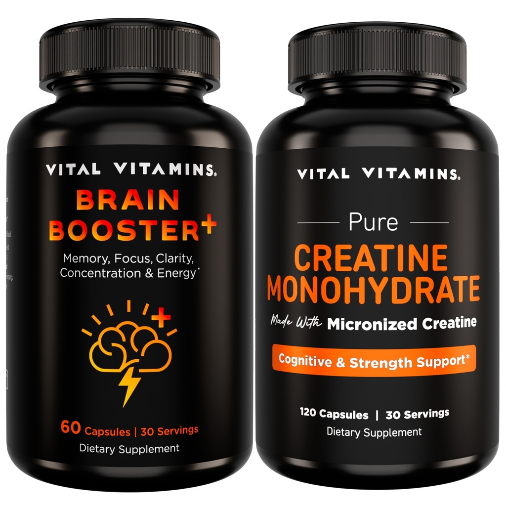 Vital Vitamins Brain Booster Plus 60 ct + Creatine Capsules 120 ct