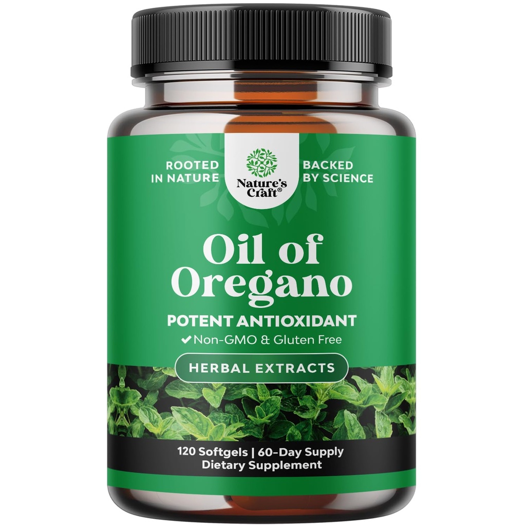 Wild Oregano Oil Softgels - Super kontsentreeritud Softgels Oil of Oregano koos karvakrooli 70% seedimist ja immuunsüsteemi toetust - taimsed toidulisandid soolte puhastamiseks, keha detox & remont - 120 Ct