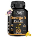 Tervislik annus Omega 3 kalaõli 2000mg - sidrunimaitselised softgelid EPA 800mg ja DHA 600mg aju, südame ja heaolu toetamiseks - lihtne seedimine, kalapuru - 120 softgels, 2-kuuline pakkumine