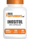 BulkSupplements.com Inositool Kapslid - Vitamiin B8, Inositool 1000mg üldiseks heaoluks - Gluteenivaba, 2 kapslit portsjoni kohta, 120 loend (pakk 1)
