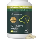 VetriScience 27+ Active Health närimistabletid, koer pluss igapäevane multivitamiin kutsikatele ja täiskasvanud koertele, tasakaalustatud vitamiinid, mineraalid ja antioksüdandid, tervise ja heaolu tugi, Part, 90 Count