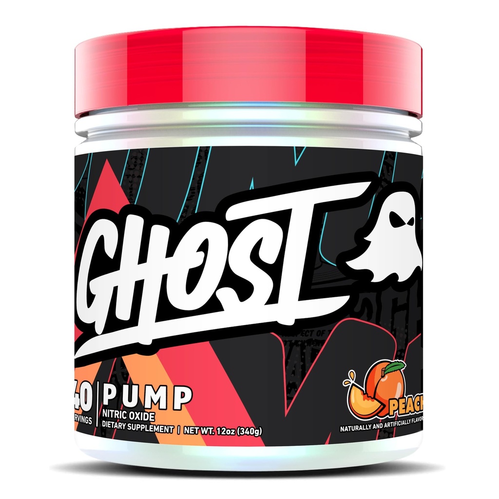 GHOST Pump Lämmastikoksiidi pulber, virsik - 40 serveerimist - suhkruvabad ja stim-vabad enne treeningut täiendused - L-tsitrulliin, arginitraat ja L-glutatioon - soja ja gluteenivaba, vegan