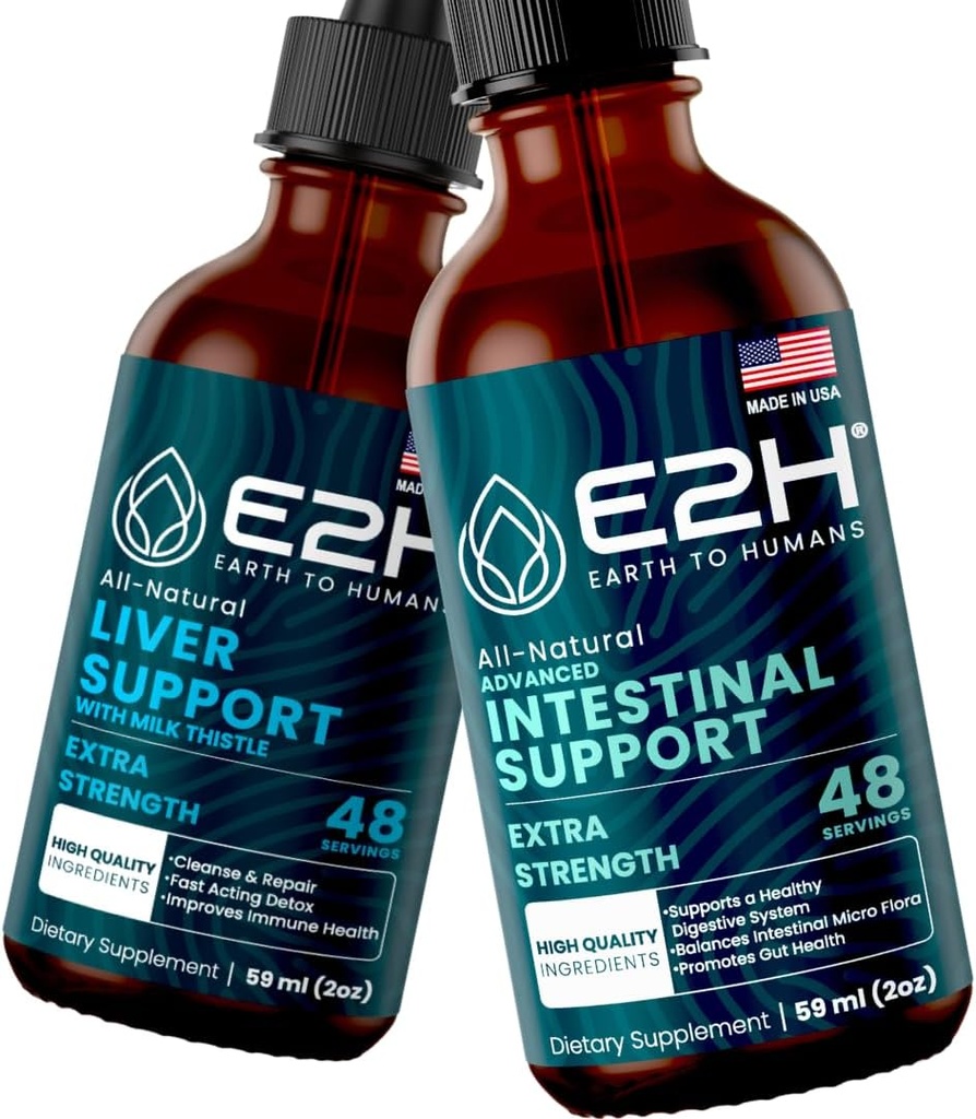E2H: Maksatoetuslisand ja täiustatud sooletoetus | Vegan, mitte-GMO - 2 Fl Oz Iga (4 Fl Oz kokku) - komplekt