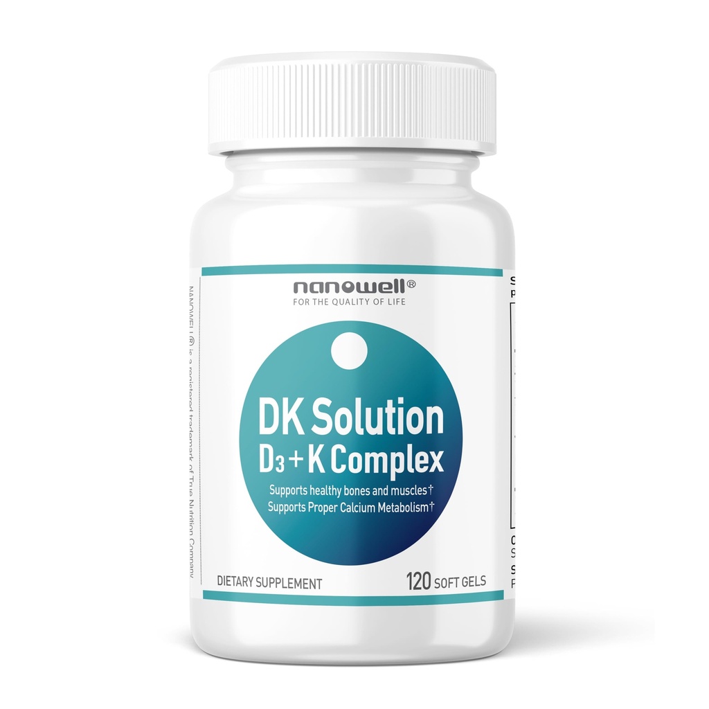 NANOWELL DK lahus Vitamiin D3 2000 RÜ (50 mcg) + K kompleks - toidulisand luu, lihaste ja immuunsüsteemi tervise toetamiseks - 120 softgels, 120 päeva pakkumine