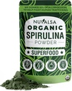 Nuvalsa Organic Spirulina Powder 1lb - 100% puhas superfood Supplement Blue Green Vegae Non GMO Smoothie & Protein Drink, Vegan & USDA Certified Organic - 100 Servings