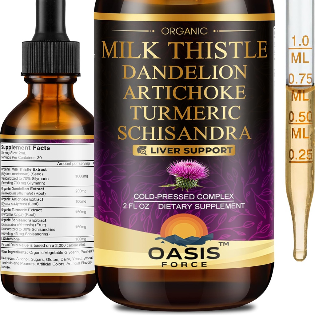 2 Pakend piimaohaka tilgad Maksa puhastamiseks Detox & Remont, Piimaohaka ekstrakt Vedeliklisandiga Dandelion & Artišokk Maksatoetuseks, Vegan, Orgaaniline, Alkoholivaba, 4 FL OZ